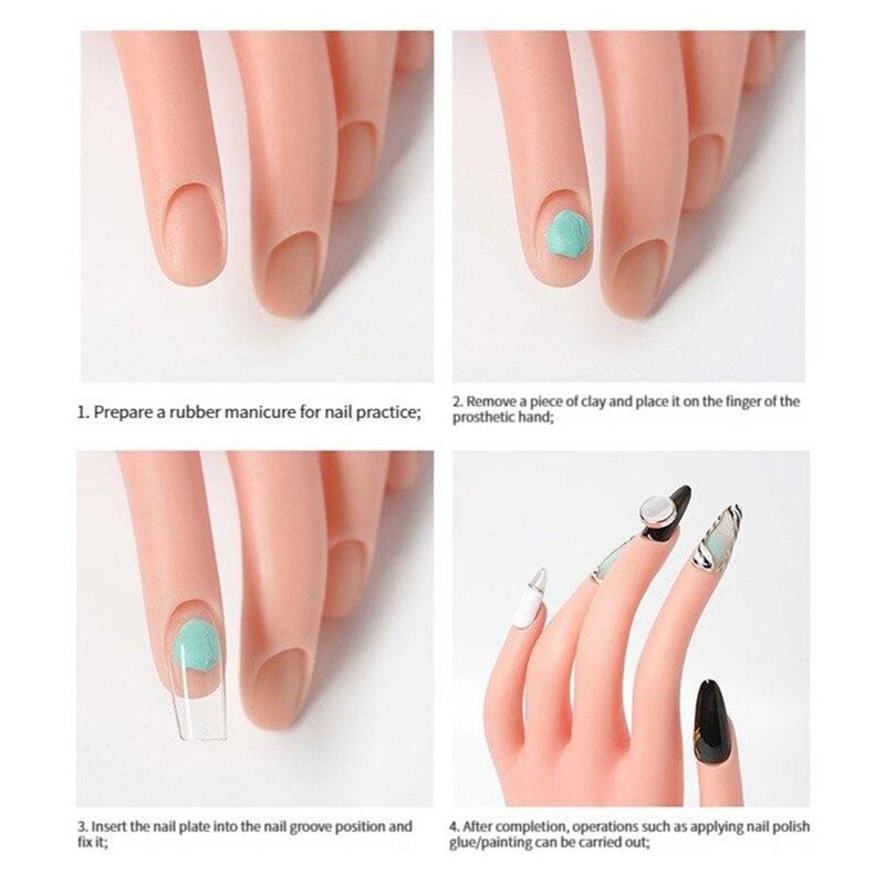 Flexible Bendable Nail Practice Hand for Acrylic Nails – Silicone Gel Skin-Tone Practice Hand with Removable Nails, Ideal for Beginners & Nail Art Enthusiasts - Image 4